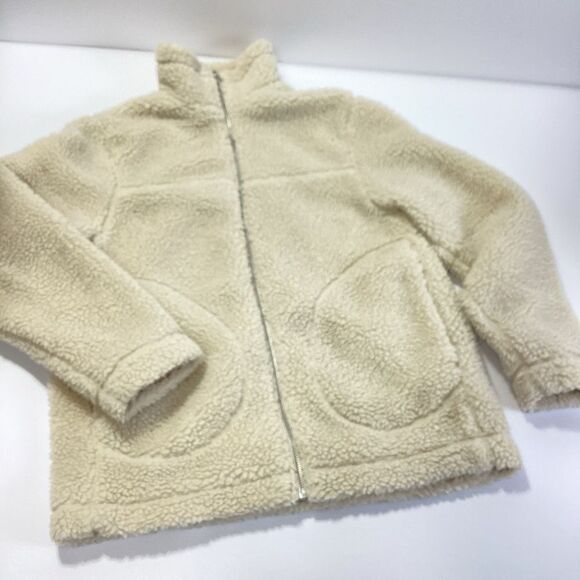 H&M Sherpa Fleece Jacket Zip Front Off-White Cream Size S - Picture 3 of 9